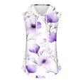 thumbnail image 2 of Tops de Ajuste Suelto para las Mujeres con Capucha Impresa Floral sin Mangas, Ligero Poliéster Casual Y Uso Diario, 2 of 5