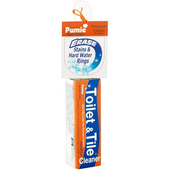 Pumie Toilet & Tile Pumice Stick with Handle, Non-Toxic, Used to Clean Porcelain and Tile in Bath, Kitchen and General Household.