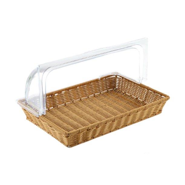 Cesta de pan tejido de ratán imitación, cesta de servicio de alimentos, contenedor de almacenamiento de alimentos multipropósito, cesta de servicio 42CMX28CMX26CM