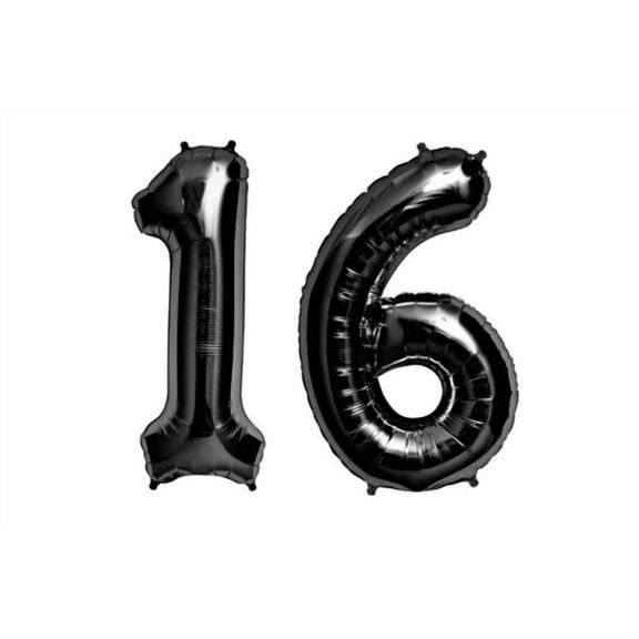 STARLIGHT- 16" 16 Black Number Balloons 16Th Birthday Party Anniversary Foil Balloon Decor