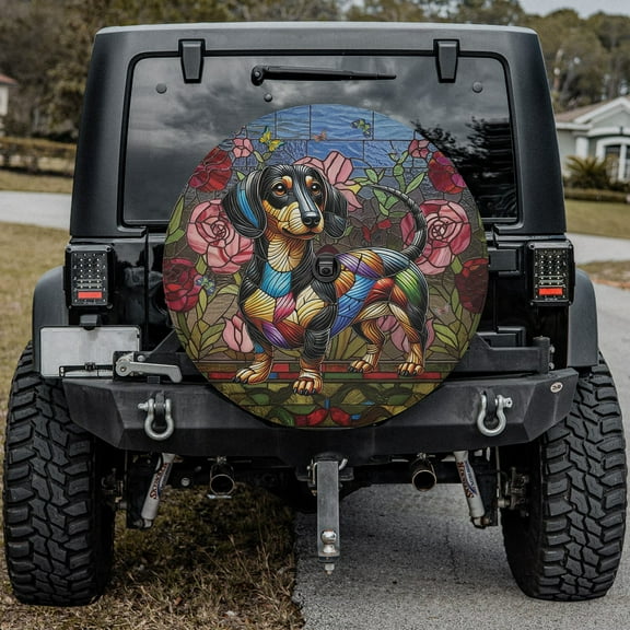 Lotusprinthandmade 3D Dachshund Dog Spare Tire Cover With Backup Camera Hole 6 Sizes (27 in.)