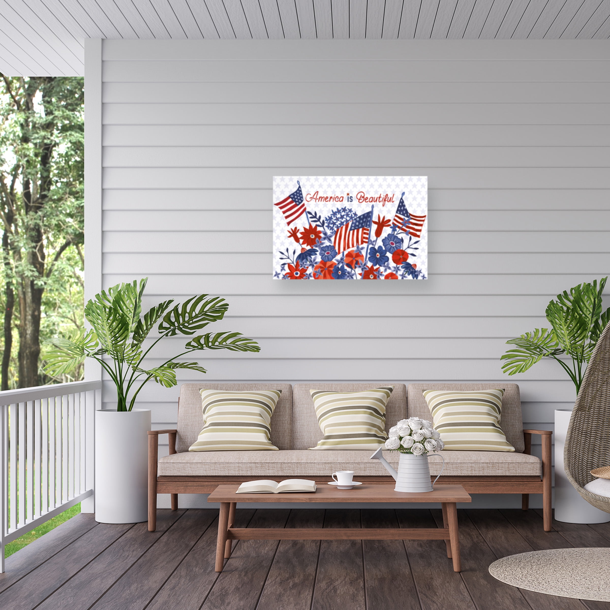 Farida Zaman 'America The Beautiful I Flag' Outdoor Canvas 30x22