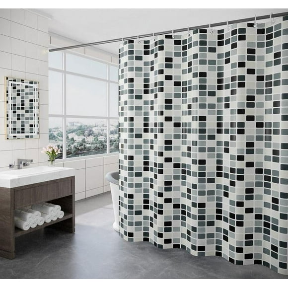 Shower Curtain Mould Resistant 180*180 cm with Weighted Hems Bathroom Curtains Waterproof Shower Curtains Washable with 12 Hooks Polyester