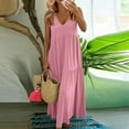 thumbnail image 2 of Casual Dresses For Women, Linen Casual V Neck Sleeveless Maxi Tank Sundress Plus Size Loose Swing Beach Wedding Guest Dress Pink Women White Satin Dress Summer Dresses (4XL, Pink) ZMTing, 2 of 5