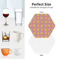 thumbnail image 4 of KLL Drink Coasters Set Hexagon of 4,PU Leather Absorbent Coasters Set Decorative Coffee Cup Coasters Housewarming Gift for Home Decor-Avocado And Sun, 4 of 5