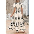 thumbnail image 2 of Womens Summer Casual V Neck Boho Maxi Dress Flowy A-line Bell Sleeve Tiered Floral Dresses with Pocket, 2 of 5