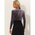 thumbnail image 4 of DARING DIVA Women's Velvet Open Front Cropped Bolero Cardigan XS Mauve, 4 of 6