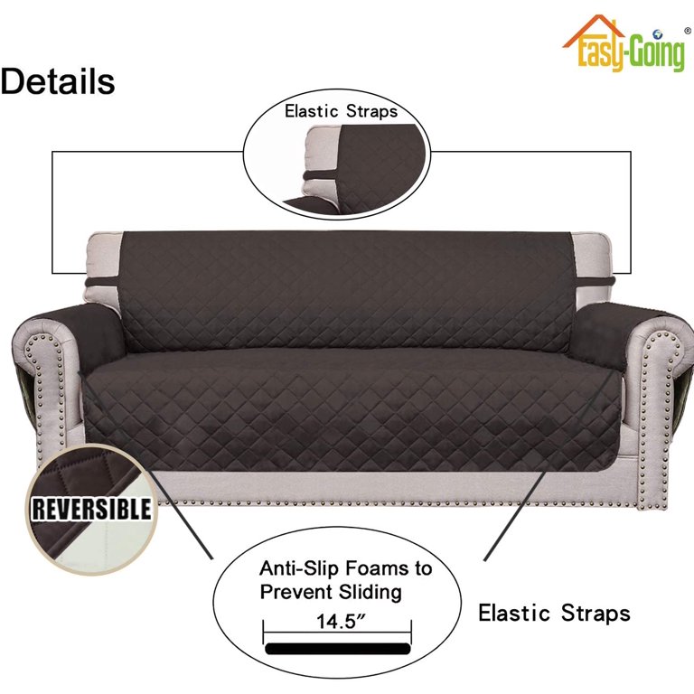 Easy-going Sofa Slipcover Reversible Sofa Cover Water Resistant Couch Cover  With Foam Sticks Elastic Straps Furniture Protector For Petskidschildrendo