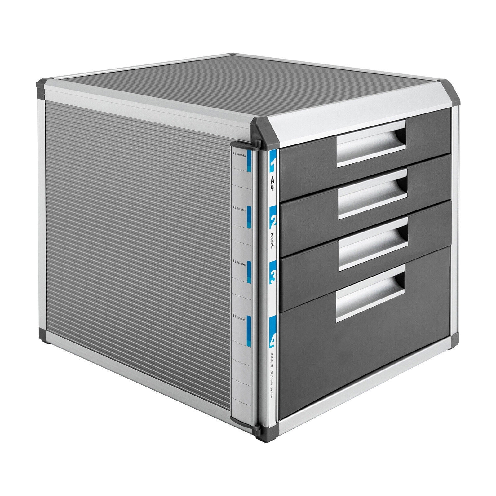 4 Layers Desktop Drawer Organizer Books File Locking Storage Cabinet for Home Office,12.4*13.8* 11.7in