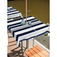 thumbnail image 6 of Outdoor Tablecloth with Umbrella Hole, Navy Blue White Striped Spillproof Waterproof Outdoor Table Cover, Grey Farmhouse Stripe Abstract Art Patio Tablecloths for Party/Garden/Picnic, Square 54"x54", 6 of 9