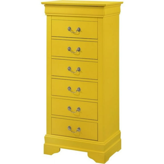Maklaine Traditional Engineered Wood 7 Drawer Lingerie Chest in Yellow
