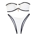 thumbnail image 4 of Daznico Women's Bikini Set, Bandeau Push Up Top with Contrast Thong Bottoms,S, 4 of 5