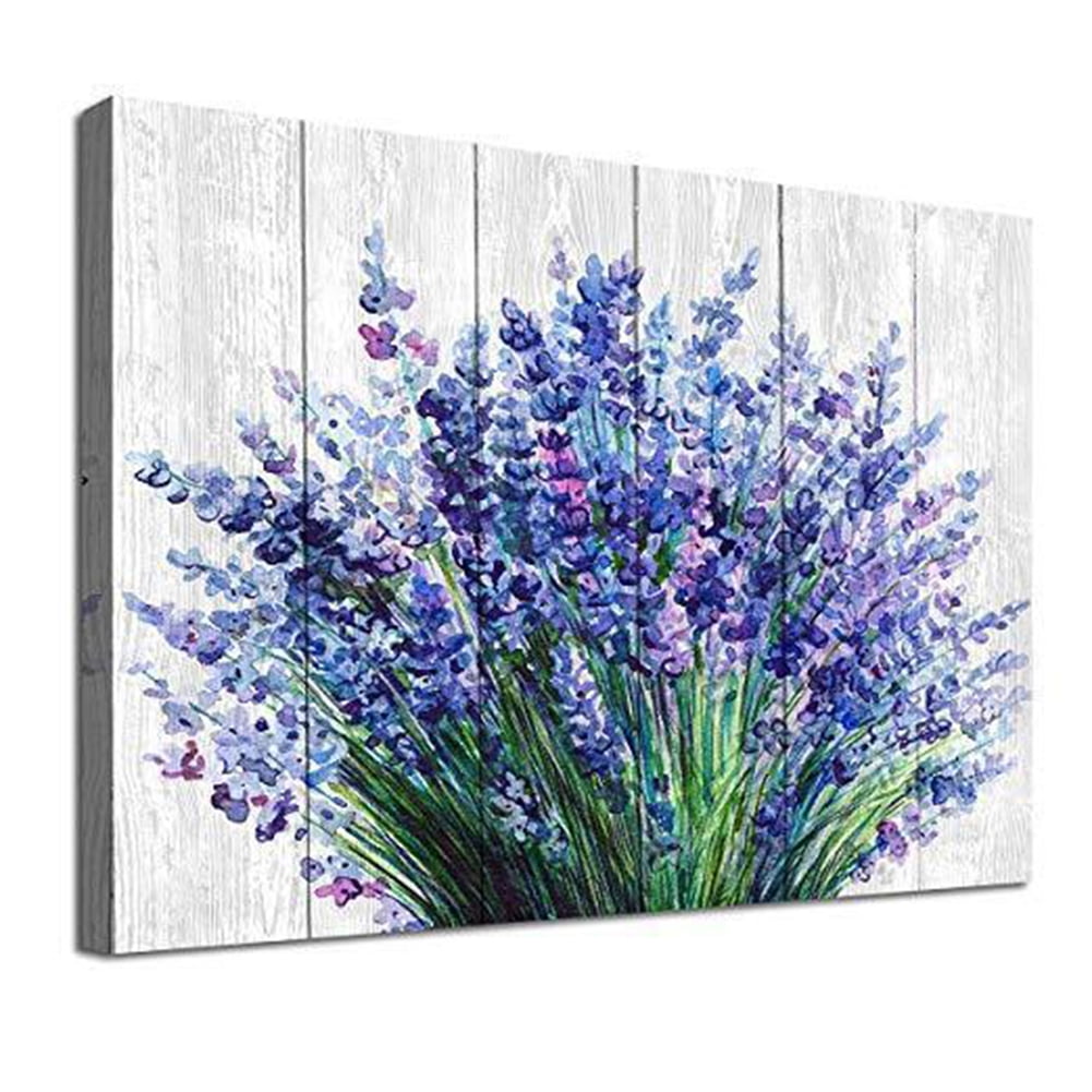 Ana Purple Wall Art Bathroom Decor Rustic Lavender Wall Art Bedroom Pictures Purple Flower Canvas Prints Painting for Living Room Kitchen Farmhouse Home Decoration Vintage Floral Posters 15.7x23.6"