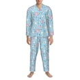 thumbnail image 3 of Honeii Funny Cute Teeth Pattern Mens Pajamas Set,2pcs Men's Lounge Long Sleeve Sleep Shirt and Pajama Bottoms Sleepwear Set,Mens Pjs Sets-XX-Large, 3 of 7