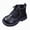 Z01-Black, variant on WXFAZCVU Girls Ankle Boots Water Proof Leather Boots with Side Zipper & Lace Up for Kids Size 1