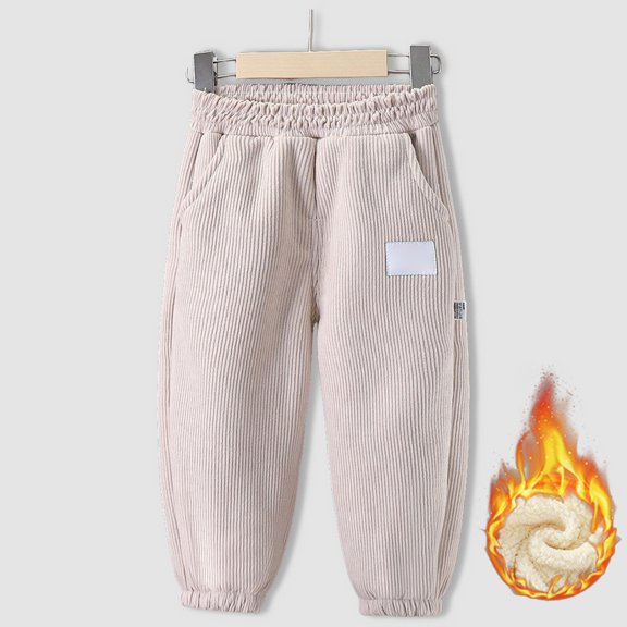 4T Girls Clothes 5T Pants Boys Toddler Girls and Boys Fleece Lined Sweatpants Youth Jogger Pants with Pockets Drawstring Active Clothes for Kids Brown 6-7 Years