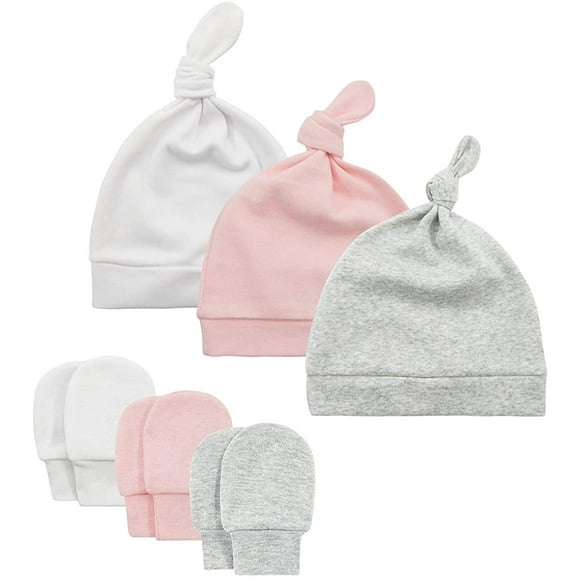 QUETO Nouveau-né bébé chapeau mitaines doux bébé chapeau et mitaines ensemble mignon bébé mitaines 0-6 mois bébé filles garçons chapeau mitaines (lot de deux)