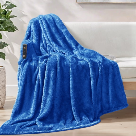 Exclusivo Mezcla Plush Fuzzy Large Fleece Throw Blanket (50" x 70", Cobalt Blue)- Soft, Warm and Lightweight