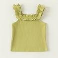 thumbnail image 2 of QHFBli Girls Ruffle Short Sleeve Shirts Neck Ribbed Knit Summer Pullover Tops Green 12-18 Months, 2 of 3
