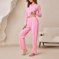 thumbnail image 2 of Akafmk Women's Long Sleeve Pajama Sets,Cotton Pajamas for Women Set,Long Sleeve Sleep Tops and Sleepwear Pants 2 Piece Loungewear Set Soft Comfy Nightwear, 2 of 4