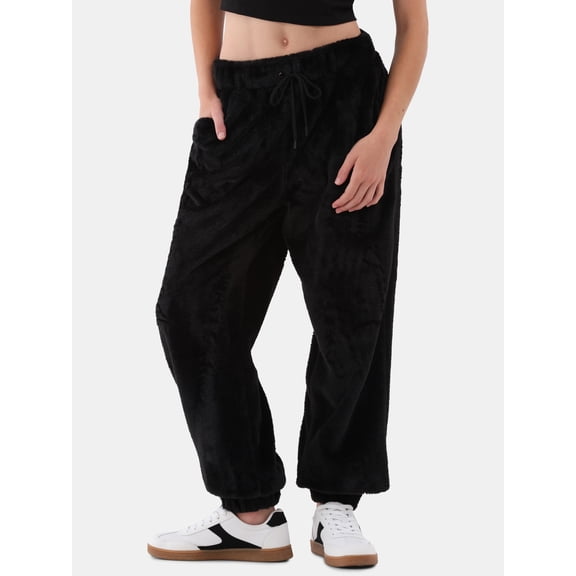 No Boundaries Plush Jogger Pants, Women's and Women's Plus