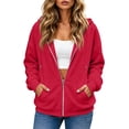 thumbnail image 2 of Zip Up Hoodie Women Casual Oversized Sweatshirt Lightweight Jacket | Womens Hoodies Long Sleeve Y2K Hooded Sweatshirt Women Fashion Zipper Fall Jackets With Pocket, 2 of 5