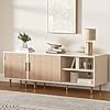 Combined Modern TV Stand For 55/60/66Inch TV,Small Entertainment Center With Adjustable Shelf,TV Media Stand With Storage Cabinet, TV Console With Gold Legs For Living Room,Bedroom,Oak