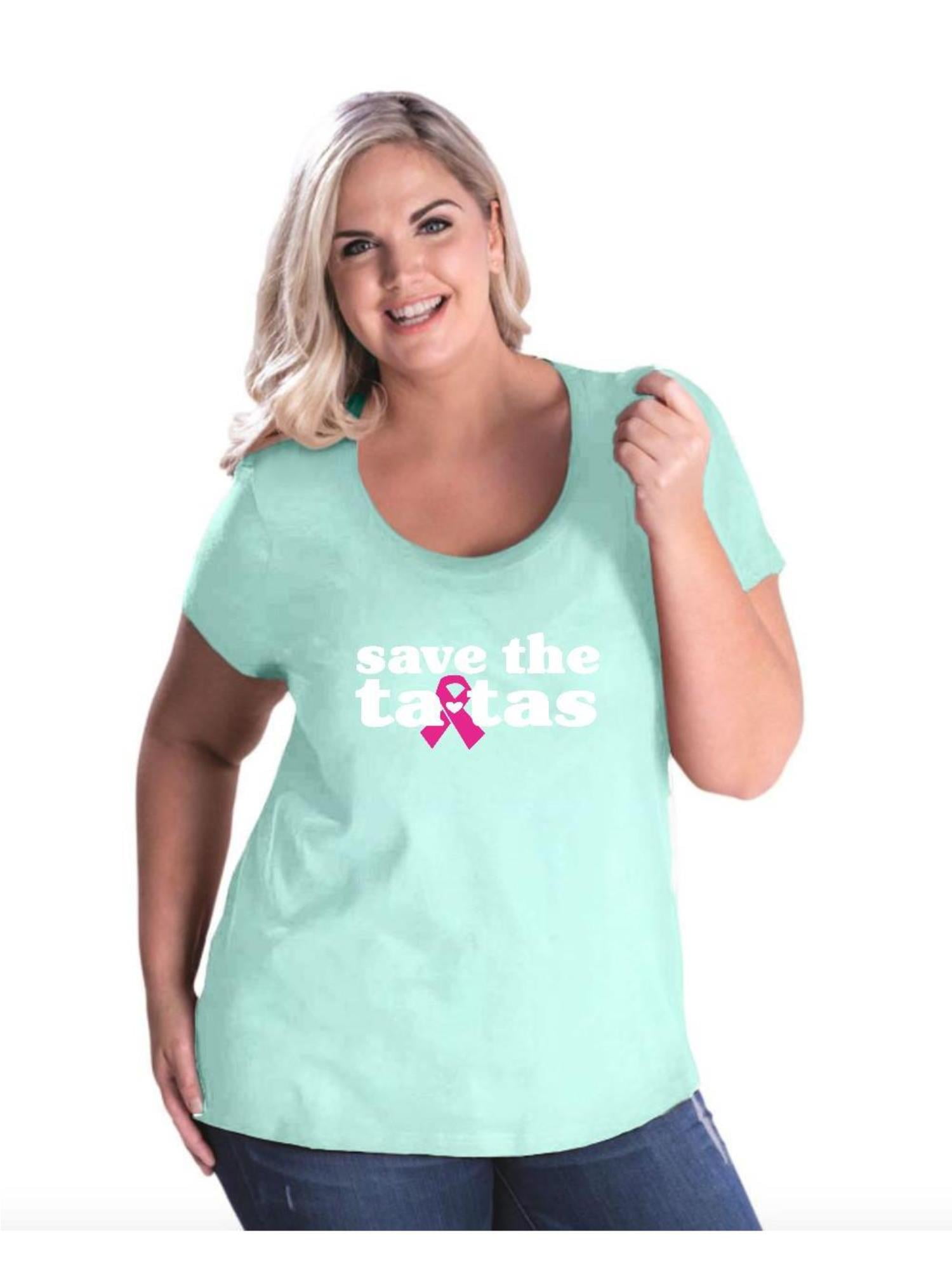 Iwpf Save The Tatas In Cancer Awareness Cancer Ribbon Women S Curvy Plus Size Scoopneck Tee Walmart Com
