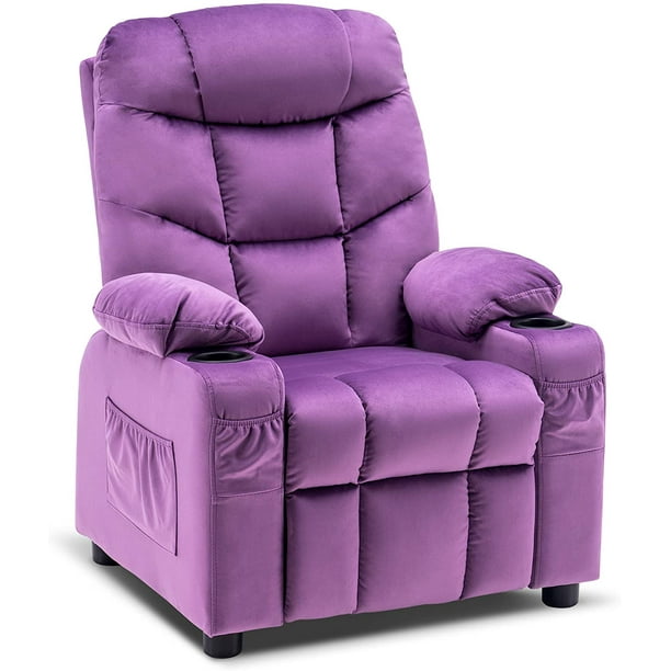 Mcombo Big Kids Recliner Chair With Cup Holders For Boys And Girls Room 2 Side Pockets 3 Age Group Velvet Fabric 7355 Walmart Com Walmart Com