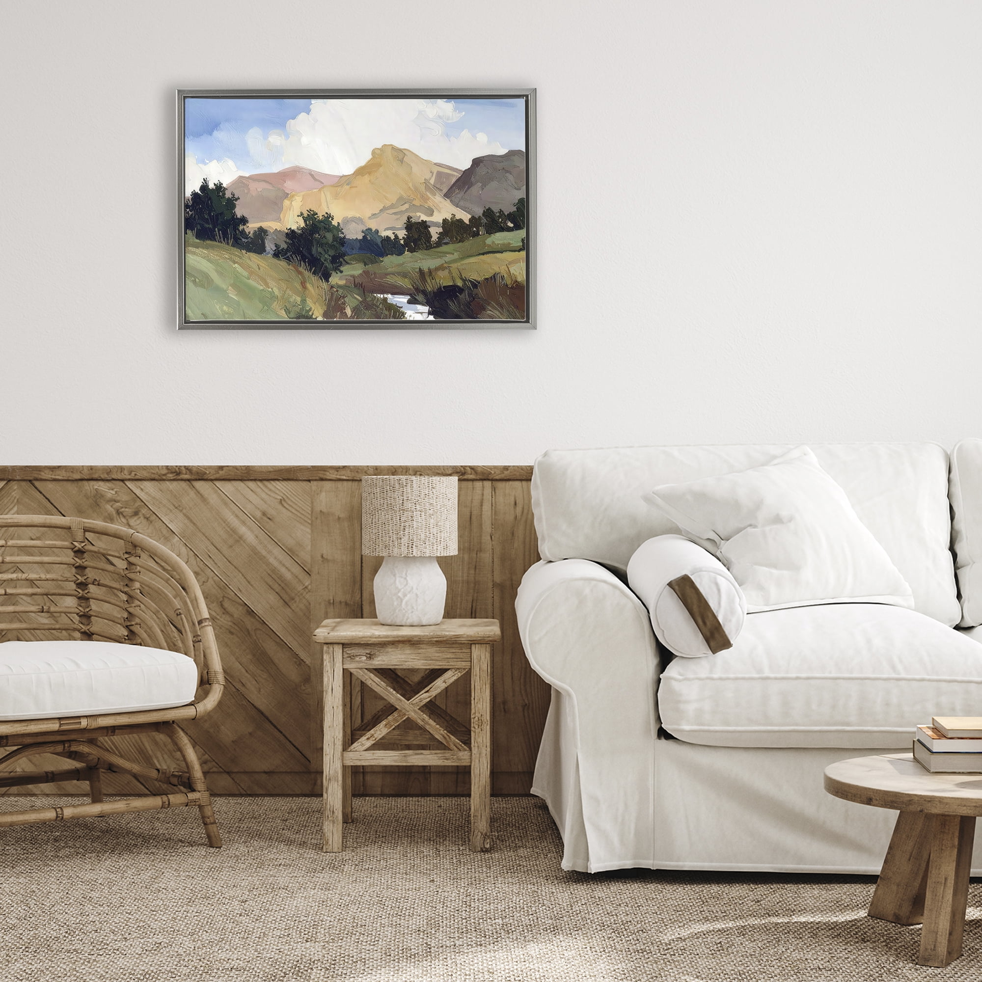 Stupell Industries River Mountain Divide Gray Framed Floater Canvas Wall Art, design by Alonza Saunders