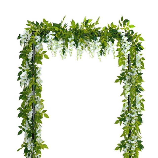 Flores artificiales Guirnalda de glicina Guirnalda de simulación de vid Guirnalda colgante de ratán para el hogar Jardín Ceremonia Arco de boda Decoración floral