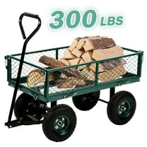 NiamVelo Garden Cart Garden Wagon Carts Heavy Duty Steel Garden Utility Carts with Removable Side and Wheels, Beach Lawn Dumping Yard Cart for Outdoor, Green