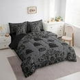 thumbnail image 3 of Manfei Black Ghost Bed in a Bag Full size,Halloween Pumpkin Bed Set,Boho Damask Bedding Full Size,Ultra Soft Spooky Room Decor,Reversible,7 Pieces, 3 of 6