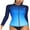Blue, variant on Sociala Women's Zipper Gradient Swimsuit Crew Neck Long Sleeve Rash Guard UPF 50+