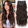 thumbnail image 1 of Extensiones de cabello KookaStyle Long Wavy Synthetic 20 pulgadas, color marrón, 1 of 6