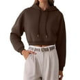 thumbnail image 2 of Cropped Hoodies for Women 2025 Long Sleeve Plain Crop Hoodie Streetwear Hooded Sweatshirt Pullover Tops, 2 of 5