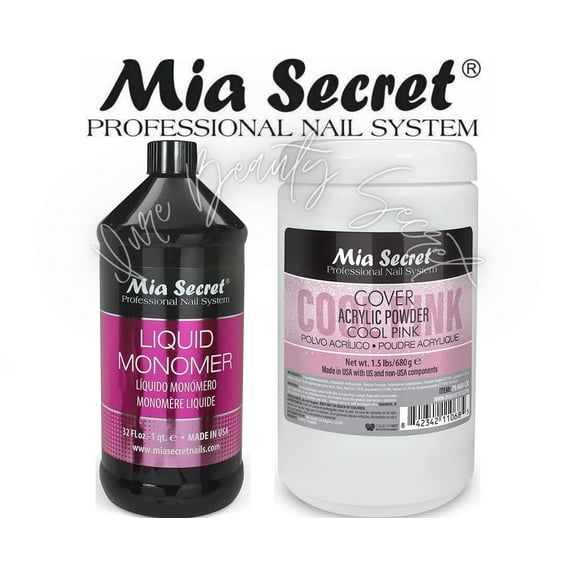Mia Secret Liquid Monomer 32 oz & Cover Cool Pink 1.5 lb