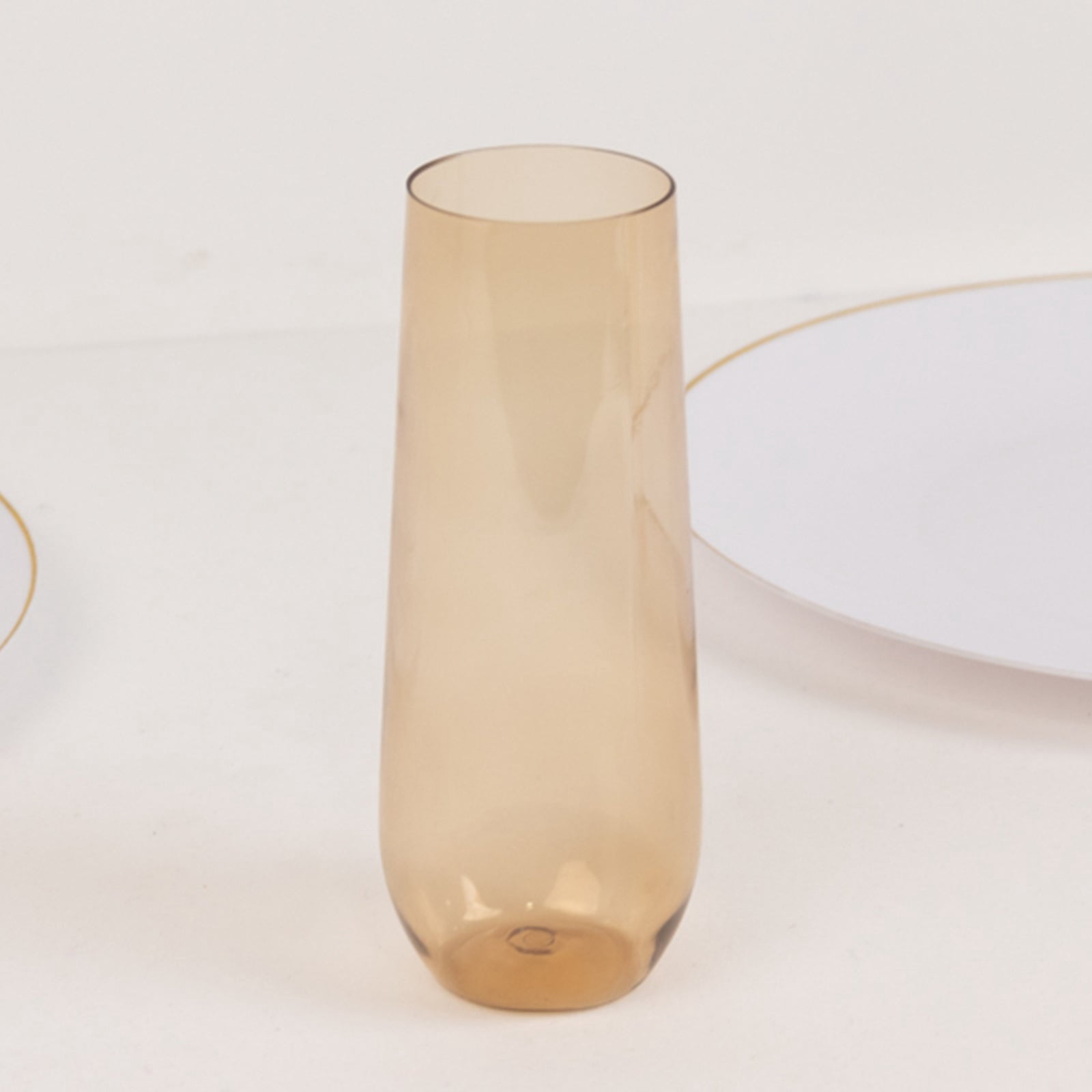 Efavormart 12 Pack Amber Gold Plastic Champagne Flutes Reusable Stemless Glasses For Champagne 9oz