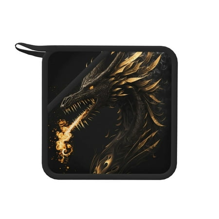 

Lukts Black And Gold Fire Dragon for Silicone Anti-hot Mats - Heat Resistant for Kitchen Counter Dish Drying Mat Silicone Trivets Hot Pads for Kitchen Counter