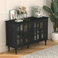 thumbnail image 6 of CBJCBJ 47.6" Credenzas & Sideboards with 4 Lattice Glass Door and Adjustable Shelves, Black, 6 of 12