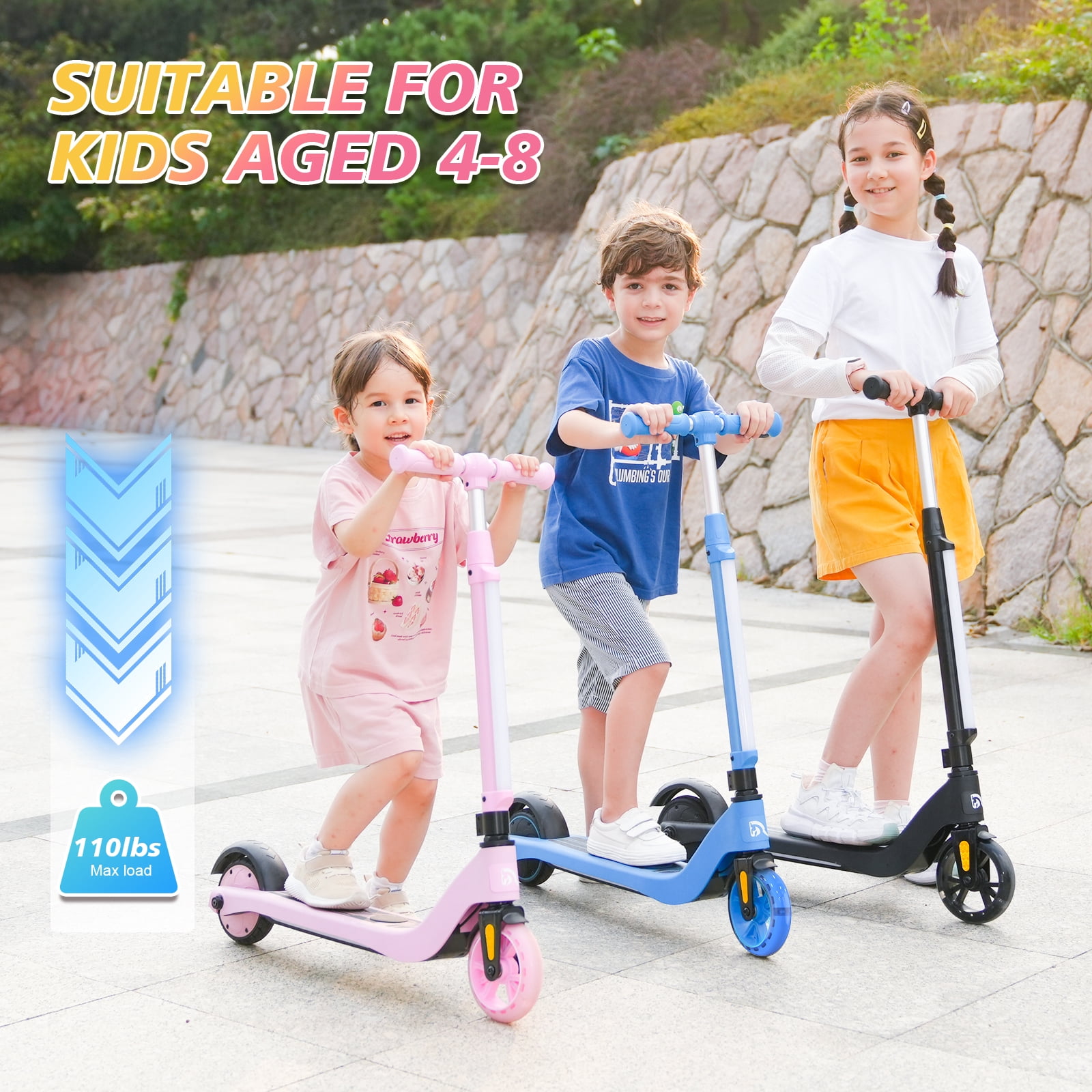 EVERCROSS Electric Scooter for Kids Ages 4+, 5 mph & 40 mins of Ride, LED Colorful Lights, Adjustable Height and Lightweight, Gift for Kids
