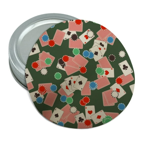 Poker Chips and Ace Cards Pattern Round Rubber Non-Slip Jar Gripper Lid Opener