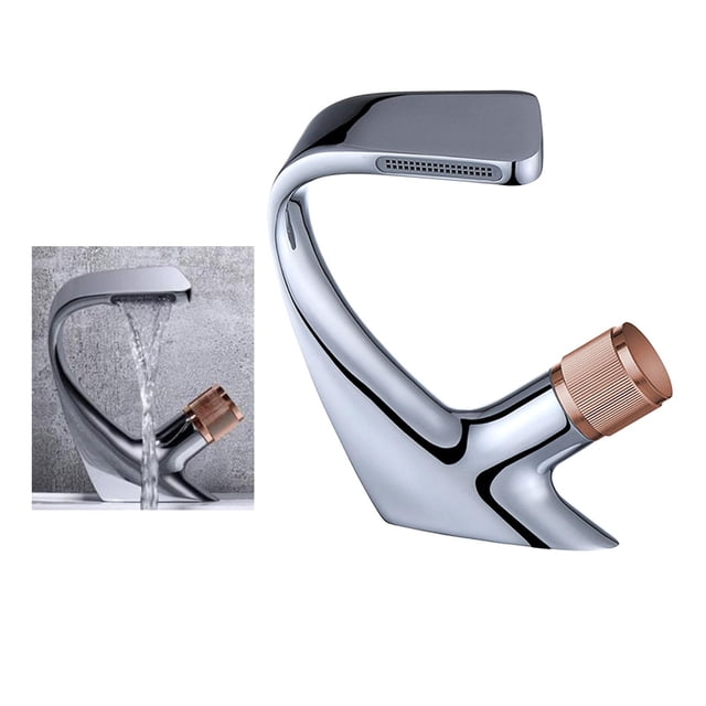 Grifo de cascada perfecl para bañera y lavabo acabado Plata oro y rosa