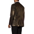thumbnail image 3 of INSPIRE CHIC Sequin Blazer for Men's Peak Lapel Prom Party Shining Plaid Sports Coat S Black Golden, 3 of 5