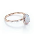 thumbnail image 3 of JeenMata Vintage 1.50 ct Oval Australian Opal and Moissanite Halo Engagement Ring in 18K Rose Gold over Silver, 3 of 7