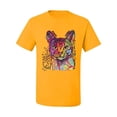 thumbnail image 2 of Wild Bobby Dean Russo Colorful Cat Abyssinian Cat Lover Men Graphic Tee, Gold, 3X-Large, 2 of 5