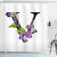 thumbnail image 1 of Ambesonne Letter V Shower Curtain, Viola Sororia Flower, 69"Wx84"L, Violet Black and Green, 1 of 3