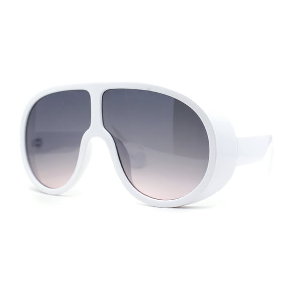 Super Oversized Exaggerated Retro Racer Plastic Sunglasses White - Black Peach