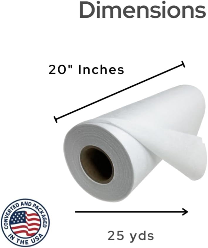 Light Weight Fusible White Non Woven - Iron On Interfacing 20" x 25yd for Crafting, Quilting, Sewing, Shirt Plackets, Dresses, Collars, Cuffs and Other DIY Projects by H.B.I. Products