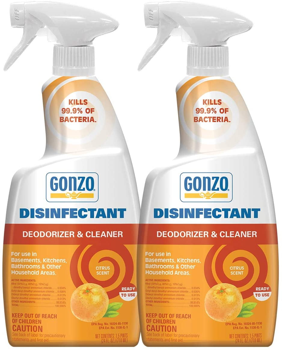 Gonzo Natural Magic Disinfectant Spray & Multipurpose Cleaner - Citrus - 24 Ounce (2 Pack)